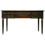 Antique c.1890 Louis XVI Style Black Lacquered Desk
