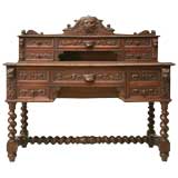 Antique c.1870 French Oak Henri II Style Desk