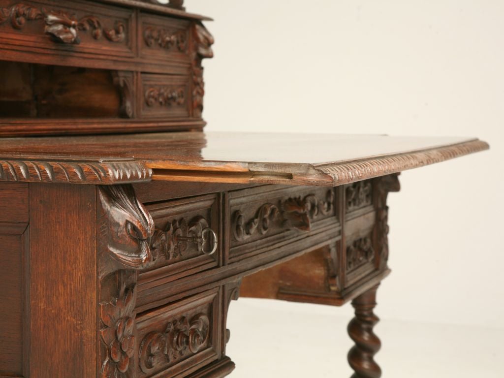 c.1870 French Oak Henri II Style Desk 6