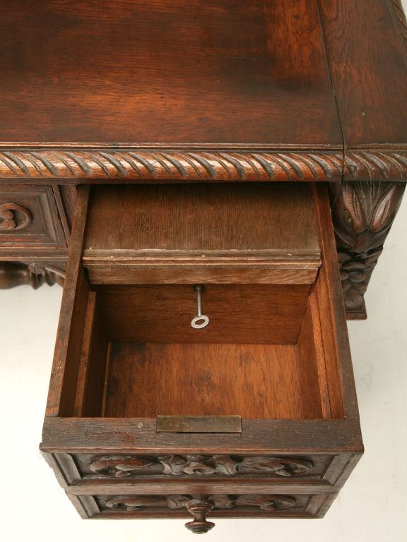 c.1870 French Oak Henri II Style Desk 7
