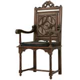 c.1900 Gothic Hand-Carved Oak Chair