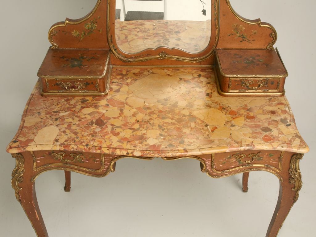 Wood 19th Century French Louis XV Style Painted Vanity
