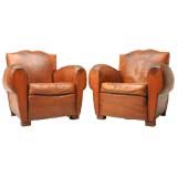 c.1930 Pair of French Mustache Back Club Chairs