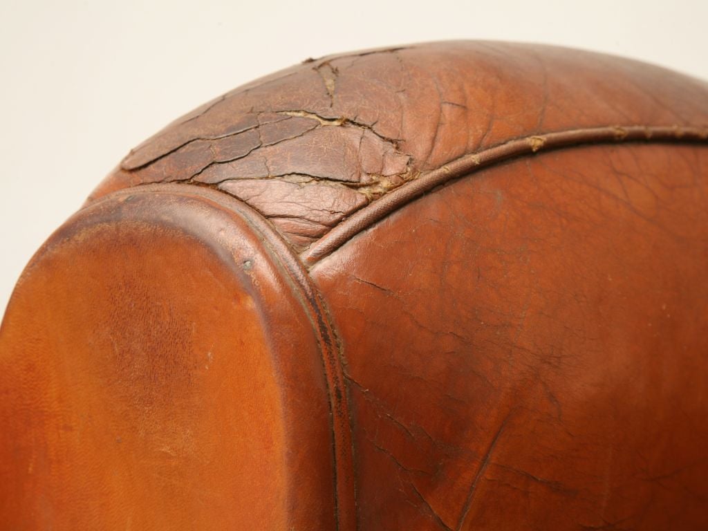 Leather c.1930 Pair of French Mustache Back Club Chairs