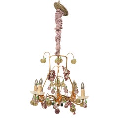 Vintage French Four-Light Crystal Fruit Chandelier, circa 1920 from Chantilly
