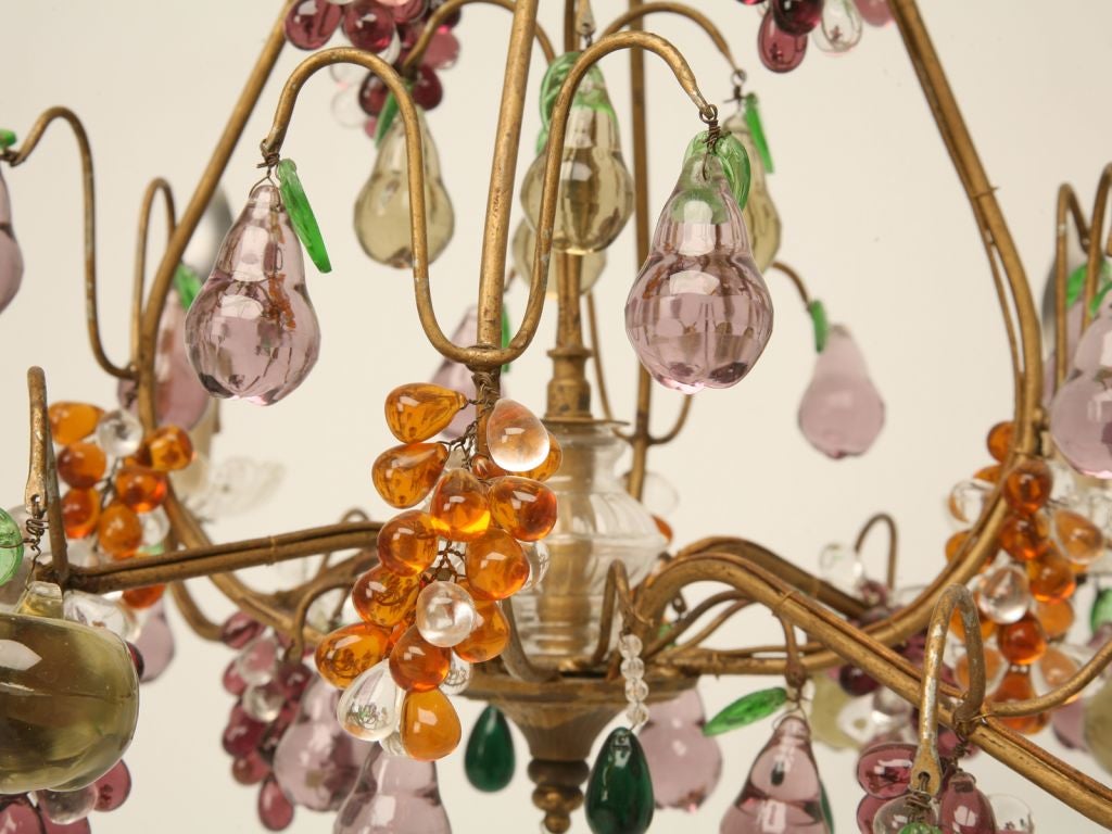 Vintage French Four-Light Crystal Fruit Chandelier, circa 1920 from Chantilly In Good Condition For Sale In Chicago, IL