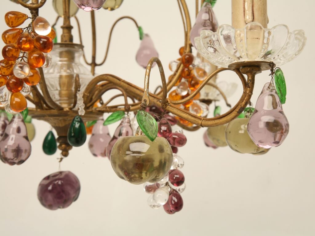 20th Century Vintage French Four-Light Crystal Fruit Chandelier, circa 1920 from Chantilly For Sale