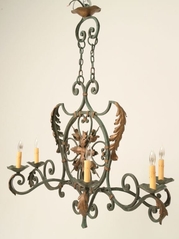 Vintage Country French Wrought Iron Chandelier 7