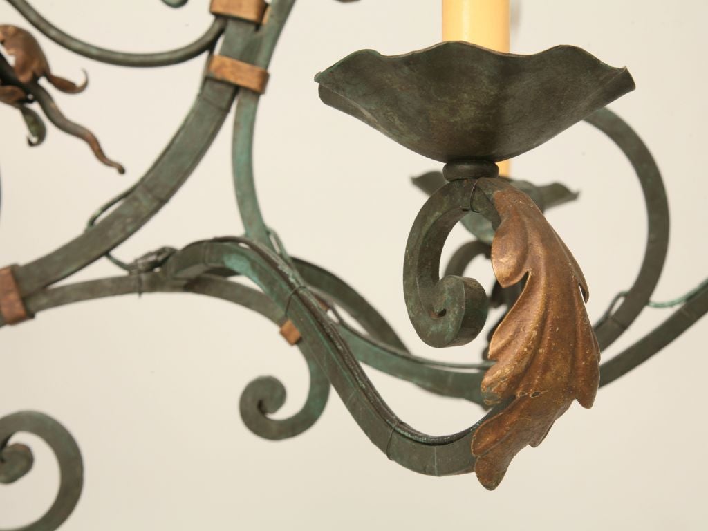 Vintage Country French Wrought Iron Chandelier 4