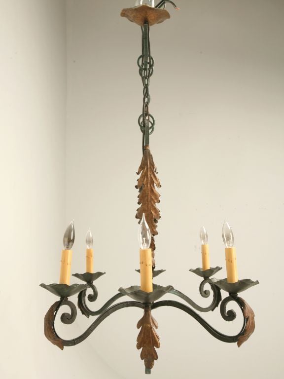 Vintage Country French Wrought Iron Chandelier 6