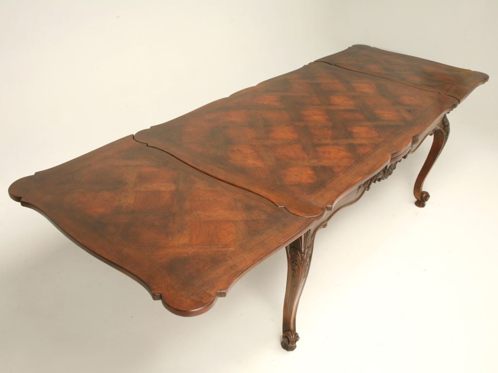 Walnut c.1920 French Hand-Carved Dining Table