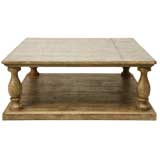 French Distressed Paint Coffee Table w/ Zinc Top