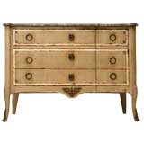 c.1860-1880 French Distressed Painted Commode w/ Marble Top