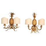 c.1980 Pair of Italian Pineapple Sconces