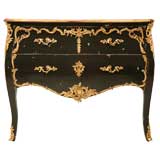 Louis XV Style Black Lacquered Commode