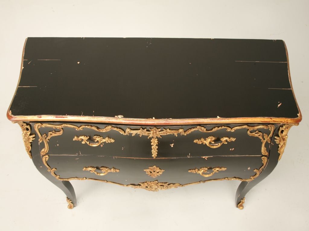 European Louis XV Style Black Lacquered Commode
