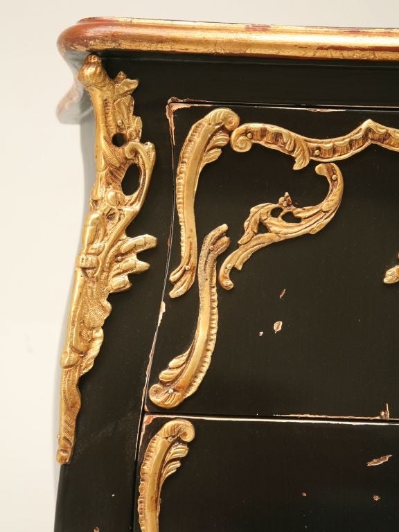 Louis XV Style Black Lacquered Commode 1
