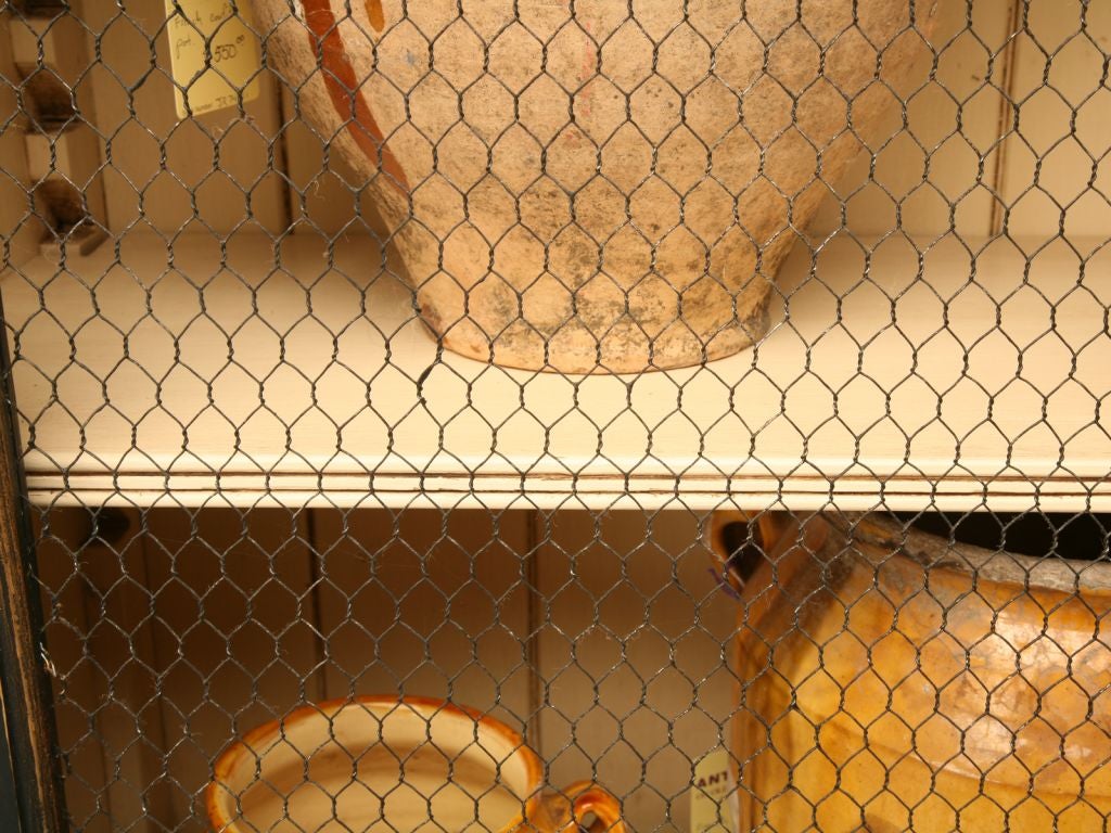 Directoire Style Painted Bookcase With Chicken Wire Doors