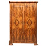 Antique Book-Matched Burled Walnut Louis Philippe Armoire