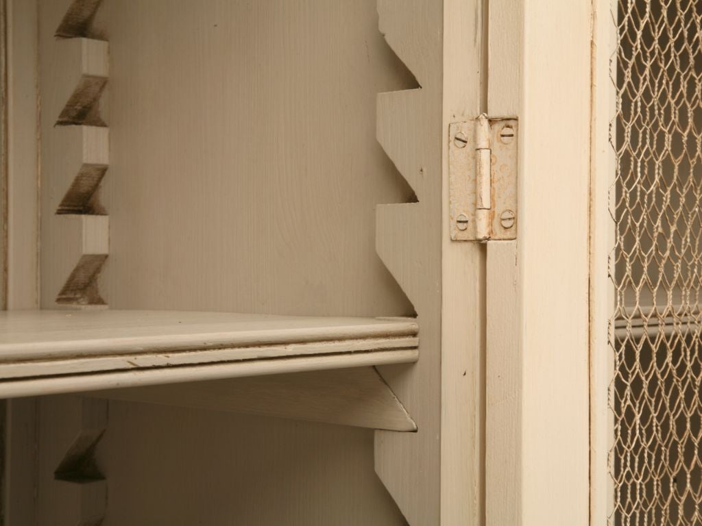 English Directoire Style Painted Bookcase with Chicken Wire Doors