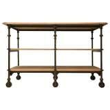 Industrial French Oak and Steel Kitchen Island/Work Station
