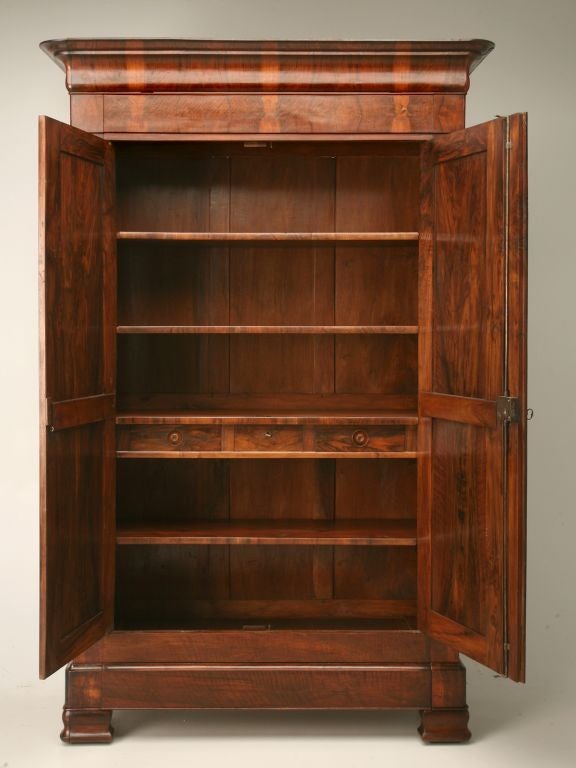 c.1880 Louis Philippe Style Book-Matched Walnut Armoire