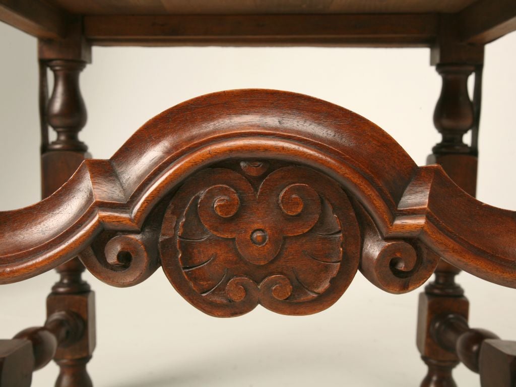 c.1880 Pair of Spanish Walnut and Tooled Leather Side Chairs 4