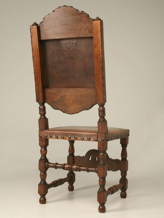 c.1860 Set of 8 Spanish Leather Dining Chairs 7