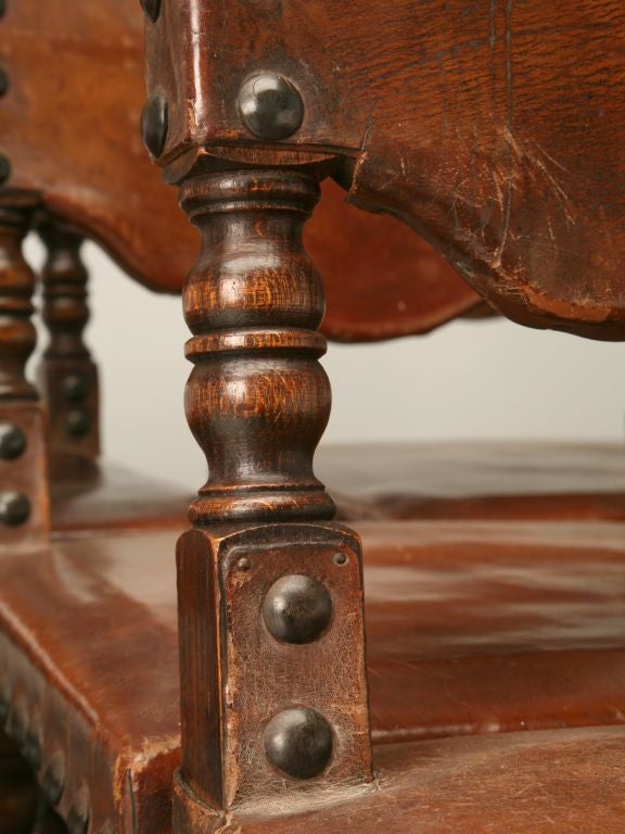 c.1860 Set of 8 Spanish Leather Dining Chairs 2