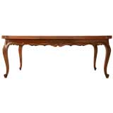 Easily Seat 12! French Walnut Draw Leaf Table w/ Parguet Top