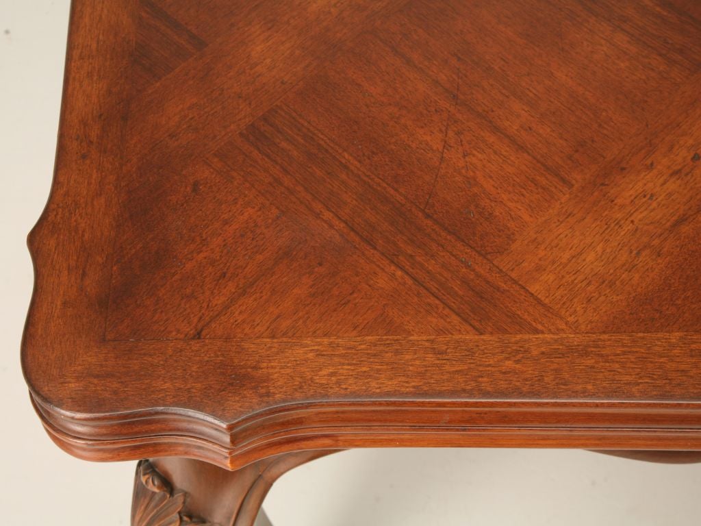 Easily Seat 12! French Walnut Draw Leaf Table w/ Parguet Top 1