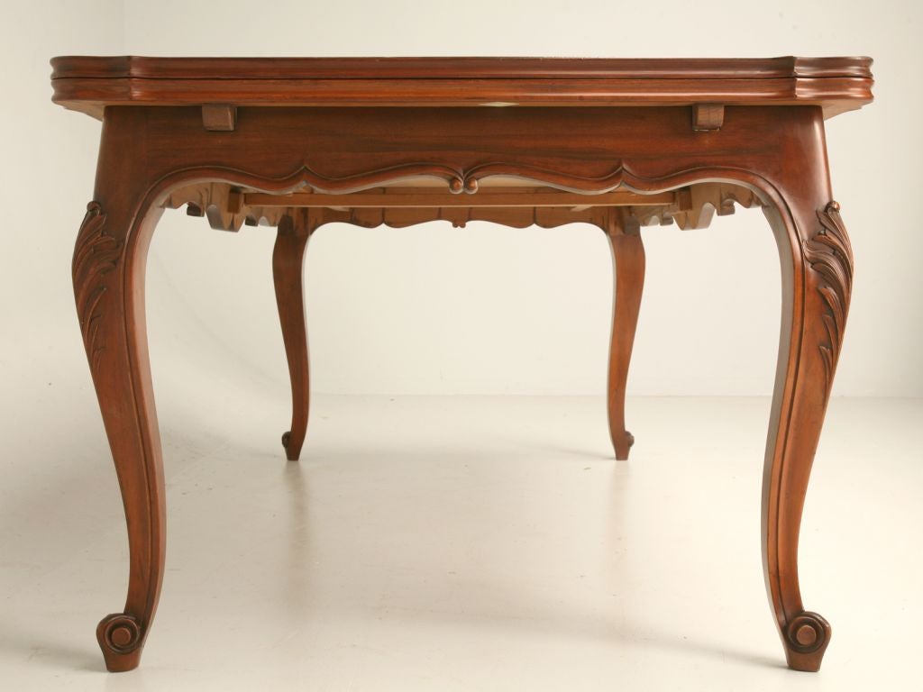 Easily Seat 12! French Walnut Draw Leaf Table w/ Parguet Top 2