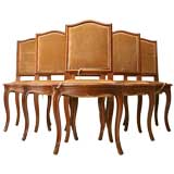 c.1920 Set of 6 French Oak Dining Chairs w/ Hoof Feet