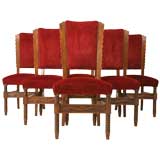 Set of 6 French 40
s Walnut Dining Chairs