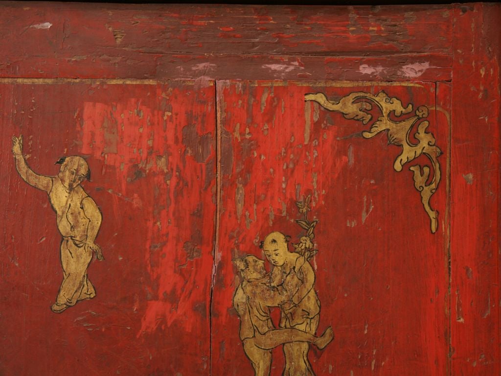 c.1900 Chinese Red Lacquer 2pc 