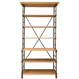 Industrial French Oak and Steel Bookshelf