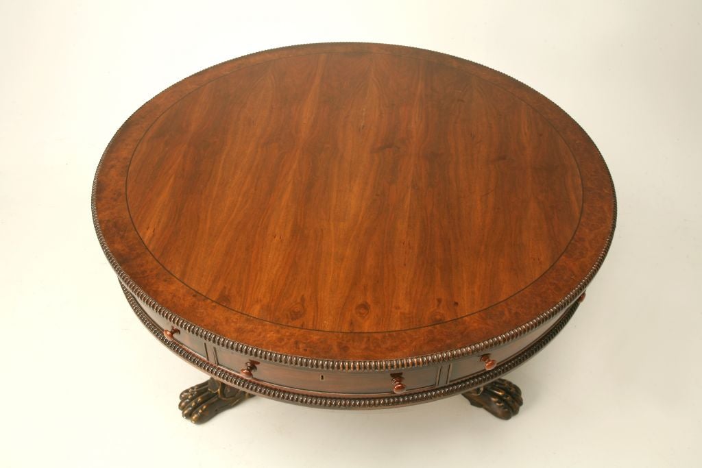 c.1970 English Walnut & Burled Walnut Rent Table