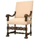 c.1860 French Walnut Louis XIII Style Throne Chair