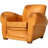 French 40's Blonde Leather Club Chair