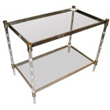 French Lucite and Brass Faux Bamboo Table