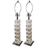 Pair of Mid-Century Glass Cube Lamps