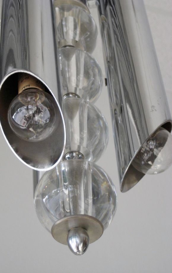 Italian chrome and glass light fixture