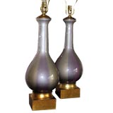 Vintage Pair of Lavendar Murano Glass Lamps