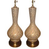 Vintage Pair of Murano Gold and Cream Lamps