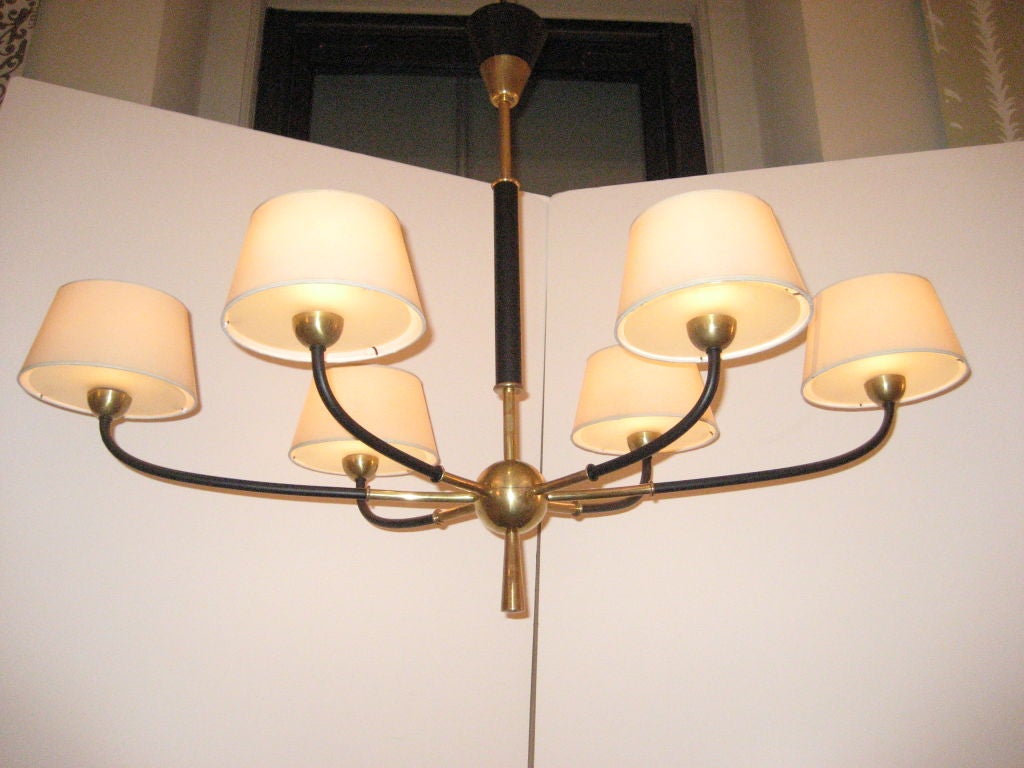 French Iron and Brass Oval Chandelier