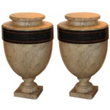 Pair of French Faux Marble Urns