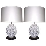 Pair of Latticino Ceramic Lamps