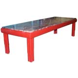 Faux bamboo coffee table with marble top