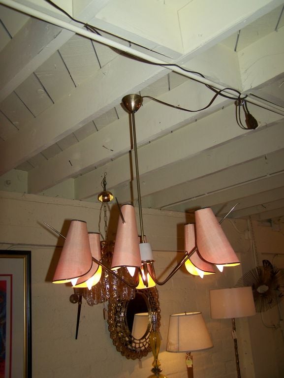 Mid-Century Modern 1950s Italian Six-Light Chandelier For Sale