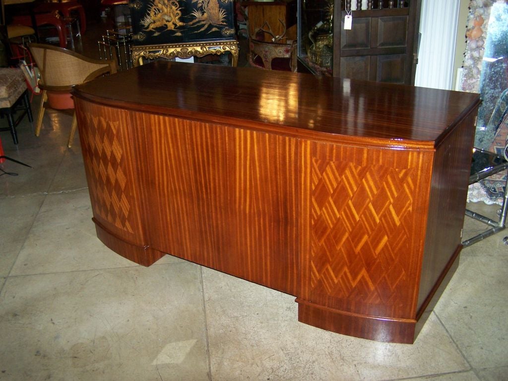 French mahogany parquetry design desk